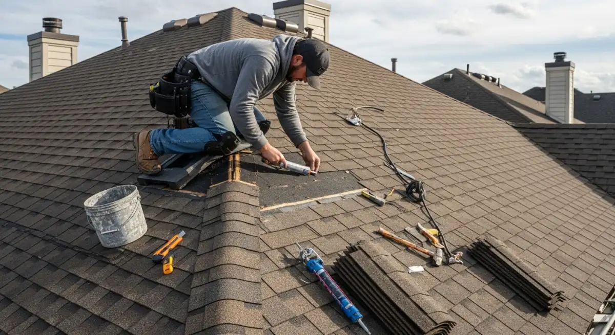 Professional roof patch repair work