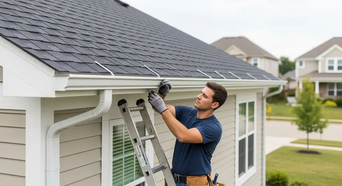 Integrated roofing and gutter system installation