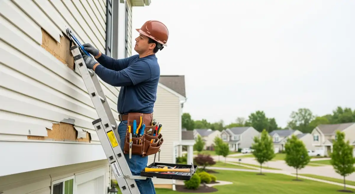 Local siding contractor performing quality repair work