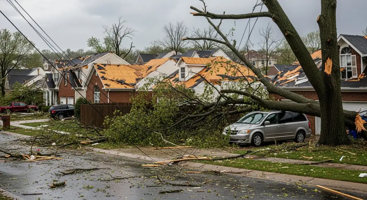 Storm damage assessment on an Ashburn VA roof near Broadlands