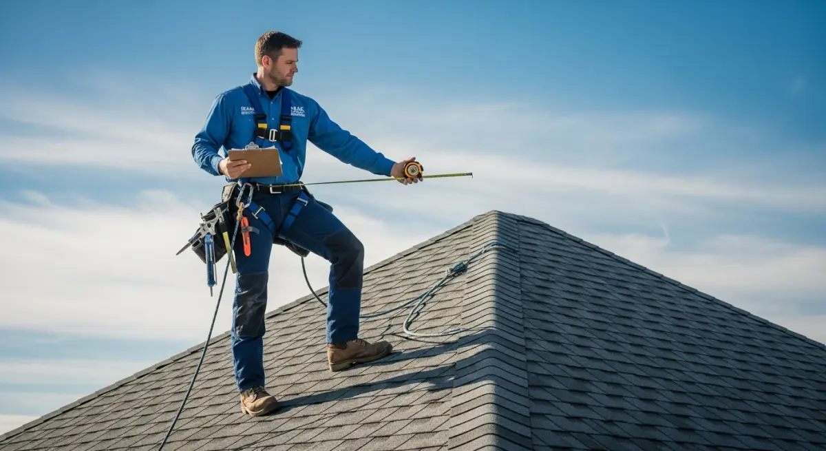 Professional trusted roofing contractor inspecting residential roof